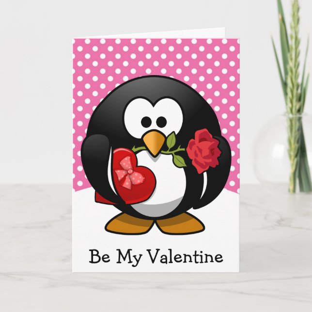 Var min Valentine Penguin med gåvor Helgkort (Framsida)