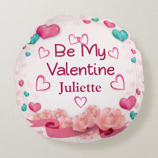Var min Valentine Personlig Round Pillow Rund Kudde (Framsidan)