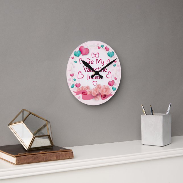 Var min Valentine Personlig Wall Clock Rund Klocka (Kontor)