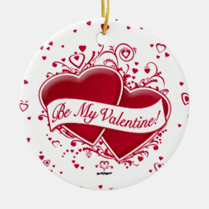 Var min Valentine! Red Hearts Julgransprydnad Keramik