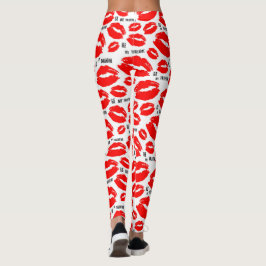 Var min Valentine Red Lip White Sexy Lycklig Valen Leggings