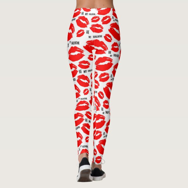 Var min Valentine Red Lip White Sexy Lycklig Valen Leggings (Baksida)