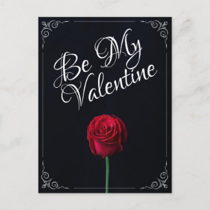 Var min Valentine - Röd ros Mörk Vykort