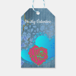 Var min Valentine Romantic Ro, svepande hjärtblått Presentetikett
