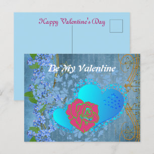Var min Valentine Romantic Ro, svepande hjärtblått Vykort