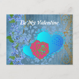 Var min Valentine Romantic Ro, svepande hjärtblått Vykort