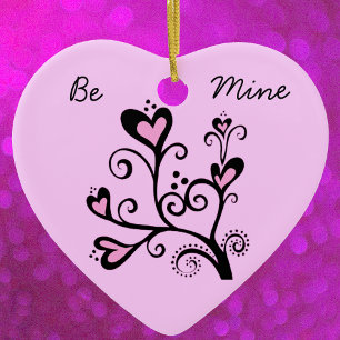 Var min Valentine Rosa Heart Träd Julgransprydnad Keramik