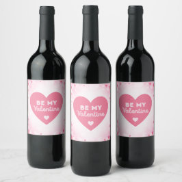 Var min Valentine, Rosa Heart Vin-etikett Vinflaska Etikett