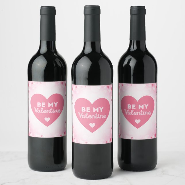 Var min Valentine, Rosa Heart Vin-etikett Vinflaska Etikett (Flaskor)