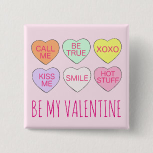 Var min Valentine Rosa Pastel Kärlek Sweet Candy H Knapp