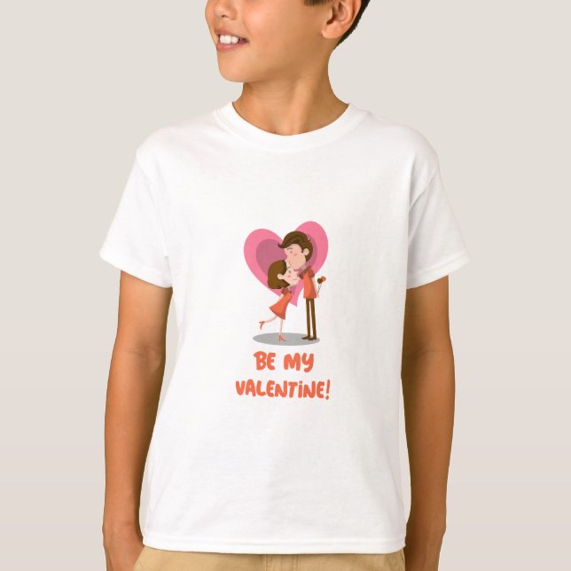 Var min Valentine | Sött tecknat par T Shirt (Framsida)