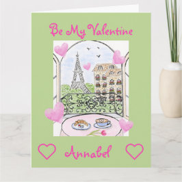 Var Min Valentine Vattenfärg Paris Eiffeltornet Kort