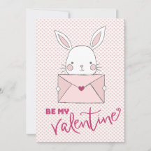 Var min Valentine White Rabbit Rosa Brev Heart