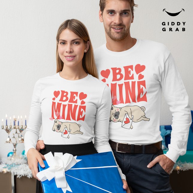 Var min: Valentins underbara Cute Pug och Kärlek B T Shirt (Skapare uppladdad)