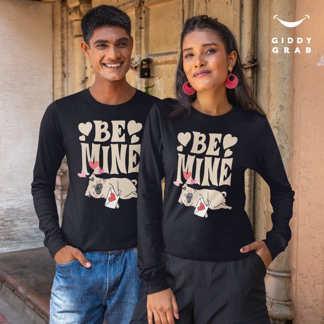 Var min: Valentins underbara Cute Pug och Kärlek B T Shirt (Skapare uppladdad)