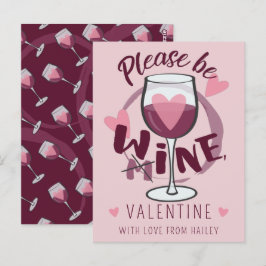 Var min Vin Valentine Funny text Cute rosa Vykort