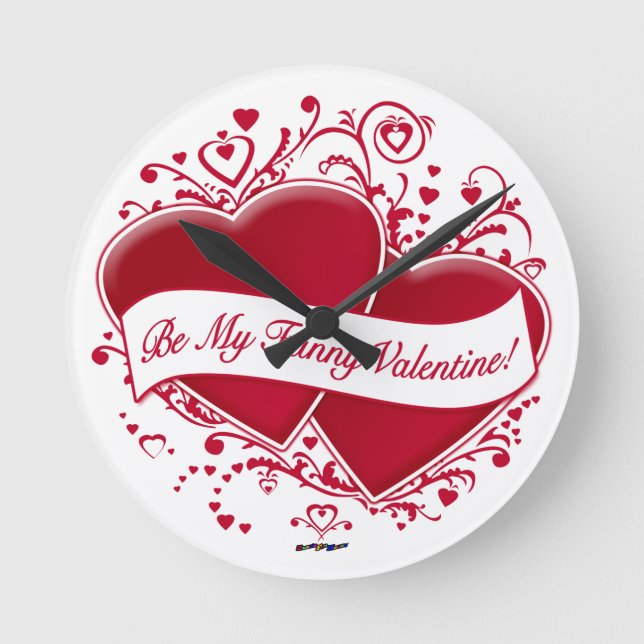 Var min ynkliga Valentine! Red Hearts Rund Klocka (Framsida)