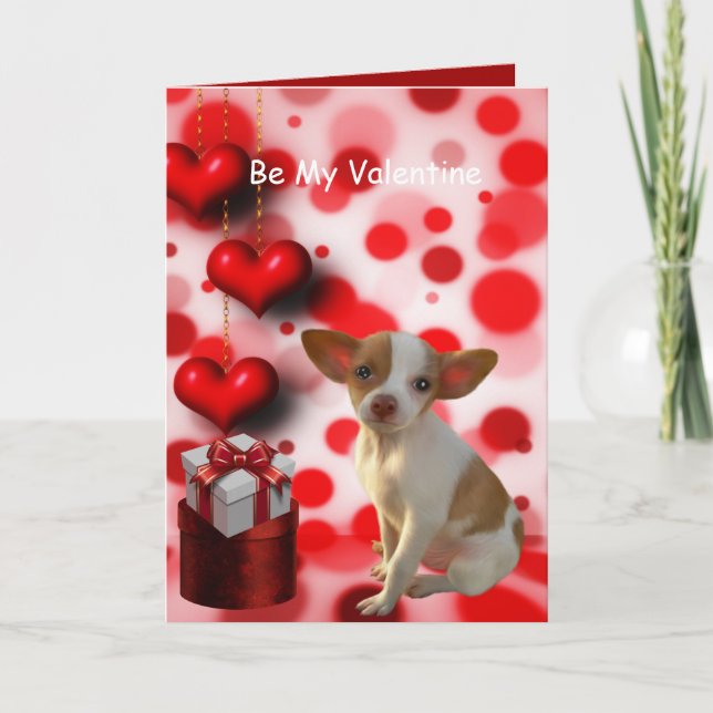 Var mina Valentine Chihuahua Hund Hearts Helgkort (Framsida)