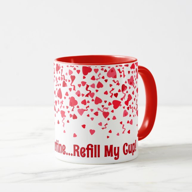 Var mina Valentine Red Confetti Hearts Mugg (Framsida höger)