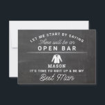 Var mitt bästa mankort - Rustic Chalkboard Tack Kort<br><div class="desc">Lägg på frågan med det här humoristiska och charmerande platta kortet. Anpassa fronten med namn och baksidan med ditt eget personliga budskap. Redigera bara namn och meddelandet på baksidan, välj en kvantitet på 1 och lägg till i kundvagn. Skapa personlig-kort för hela bröllopsfesten! Det här är perfekt för alla bröllop!...</div>