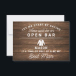 Var mitt bästa mankort - Rustic Wood Tack Kort<br><div class="desc">Lägg fram frågan med det här humoristiska och charmerande platta kortet. Anpassa fronten med namn och baksidan med ditt eget personliga meddelande. Redigera bara namn och meddelandet på baksidan, välj en kvantitet på 1 och lägg till i vagn. Skapa personliger för hela bröllopsfesten! Det här är perfekt för alla bröllop!...</div>