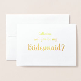 Var mitt Bridesmaid Gold Foil Greeting Card Folierat Kort