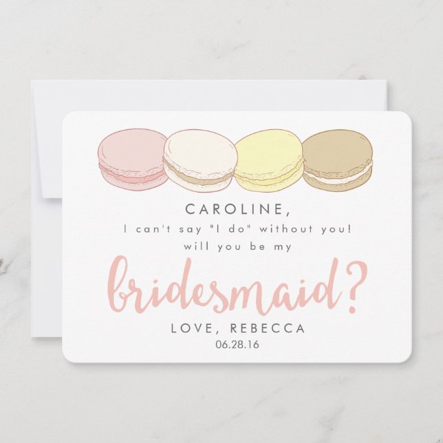 Var mitt Bridesmaid-kort | Fransk Macarons Inbjudningar (Framsida)