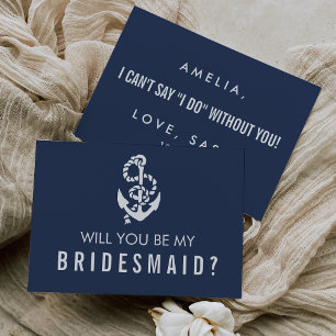 Var mitt Bridesmaid-kort Nautical Rope & Anchor Inbjudningar