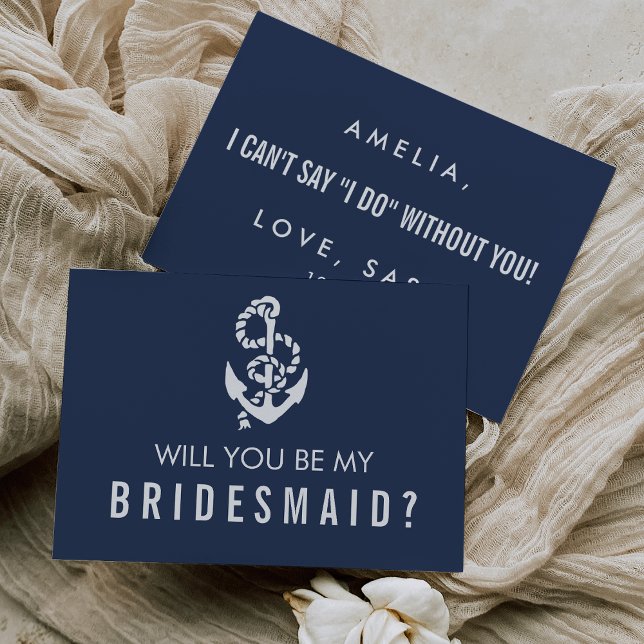Var mitt Bridesmaid-kort | Nautical Rope & Anchor Inbjudningar (Skapare uppladdad)