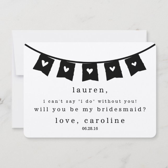 Var mitt Bridesmaid-kort | Rustic Kraft Hearts Inbjudningar (Framsida)