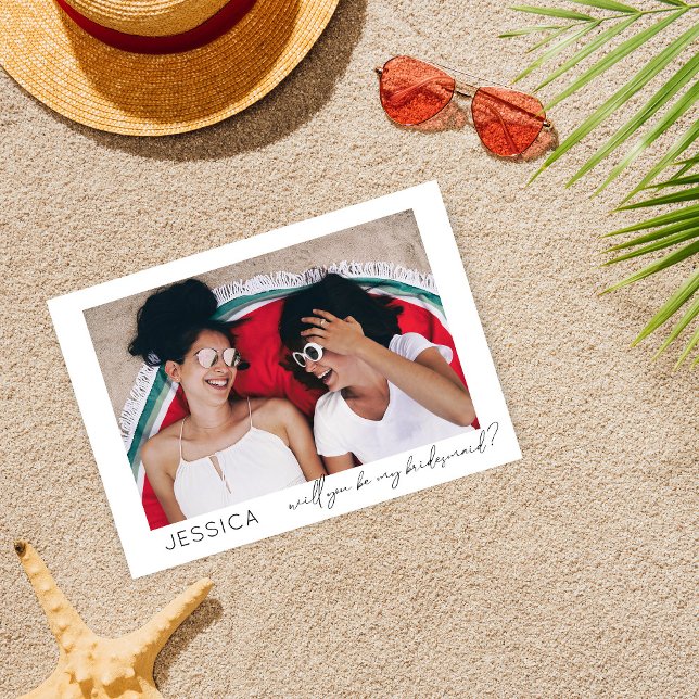 Var mitt Bridesmaid Photo Frieri Kalligrafi Inbjudningar (Skapare uppladdad)