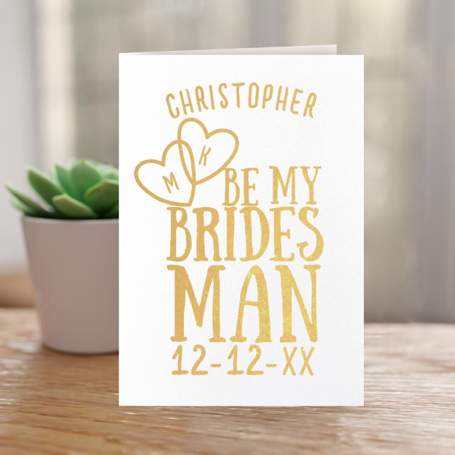 Var mitt Bridesman Bröllop Frieri kort (A fun foil card for your Bridesman. Just add his name and your wedding date and a message inside)