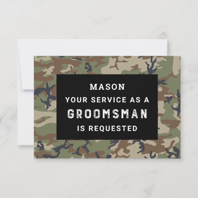 Var mitt Groomsman-kort - Camo Tack Kort (Framsida)