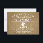 Var mitt Groomsman-kort - Rustic Burlap Tack Kort<br><div class="desc">Lägg på frågan med det här humoristiska och charmerande platta kortet. Anpassa fronten med namn och baksidan med ditt eget personliga budskap. Redigera bara namn och meddelandet på baksidan, välj en kvantitet på 1 och lägg till i kundvagn. Skapa personlig-kort för hela bröllopsfesten! Det här är perfekt för alla bröllop!...</div>