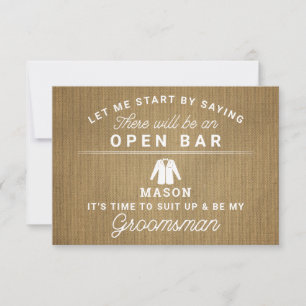 Var mitt Groomsman-kort - Rustic Burlap Tack Kort