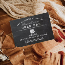 Var mitt Groomsman-kort - Rustic Chalkboard