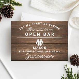 Var mitt Groomsman-kort - Rustic Wood Tack Kort