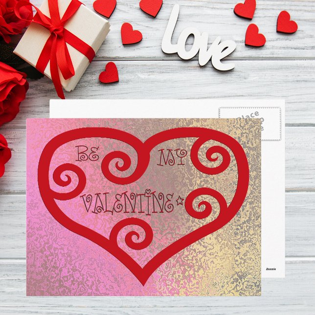 Var mitt hjärthjärtan helg vykort (Be My Valentine Heart Holiday Postcard)