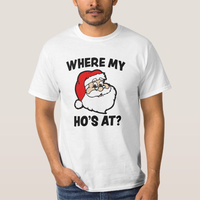 Var mitt hos på den roliga julSanta skjortan T-shirt (Framsida)