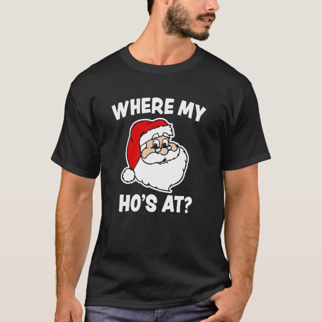 Var mitt hos på den roliga julSanta skjortan Tee Shirt (Framsida)