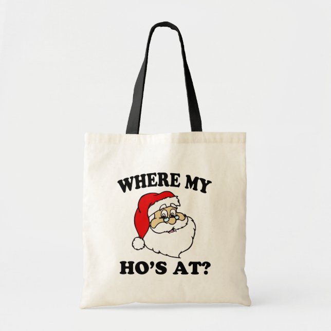 Var mitt hos på rolig jul Santa hänga lös, Tygkasse (Framsidan)