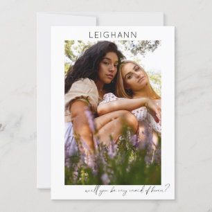 Var mitt Maid of honor-foto Frieri kalligrafi V Inbjudningar