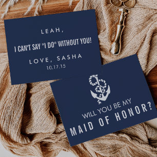 Var mitt Maid of honor-kort Nautical Rope & Anch Inbjudningar