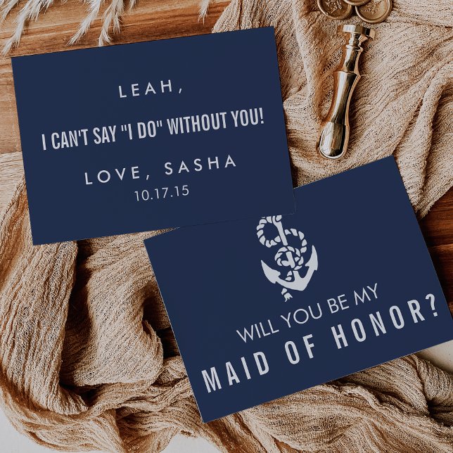 Var mitt Maid of honor-kort | Nautical Rope & Anch Inbjudningar (Skapare uppladdad)