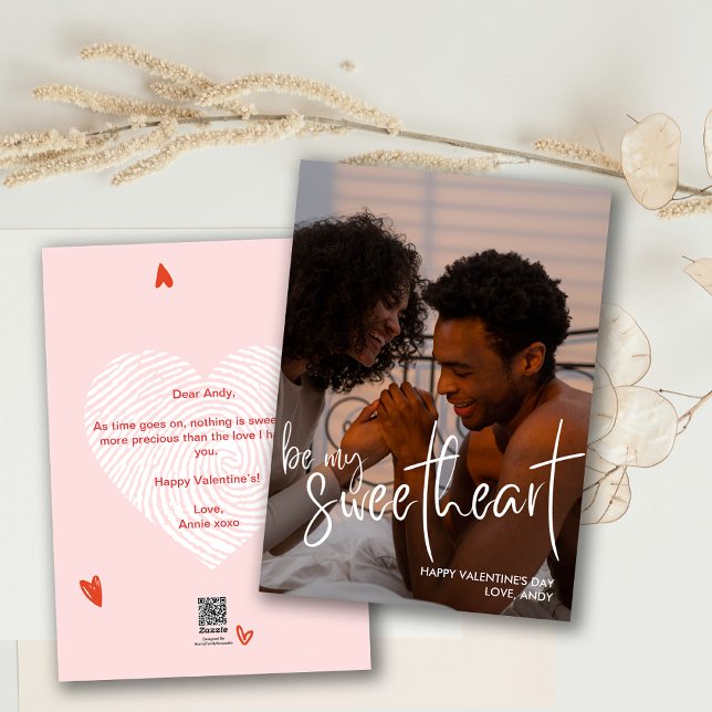 Var mitt svep-fotokort för Valentine Julkort (Be My Sweetheart Script Valentine Photo Card)