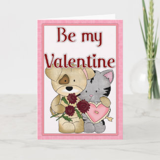 Var mitt Valentine Cat & Hund Greeting Card d3 Helgkort