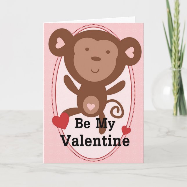 Var mitt Valentine Little Monkey-hälsningskort Helgkort (Framsida)