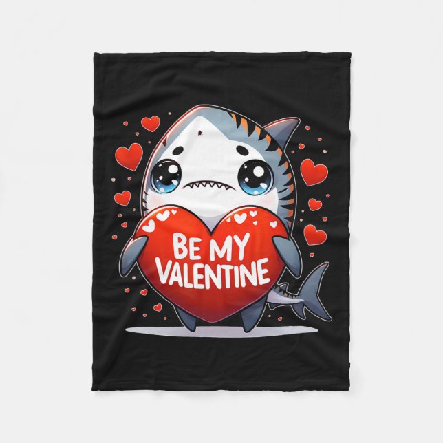 Var mitt Valentine Tiger Shark Heart Fleecefilt (Framsidan)