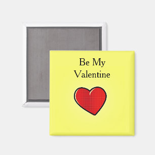 Var mitt valentinröda hjärta på gult magnet