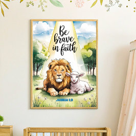 Var Modig i Faith Boho Christian Nursery Wall Art Poster